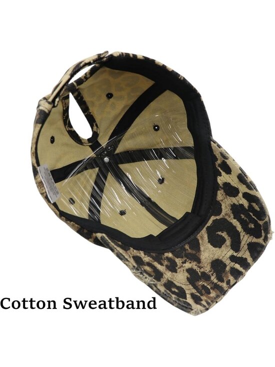 〽️Women Leopard High Ponytail Baseball Cap Trucker Bad Hair Day Adjustable